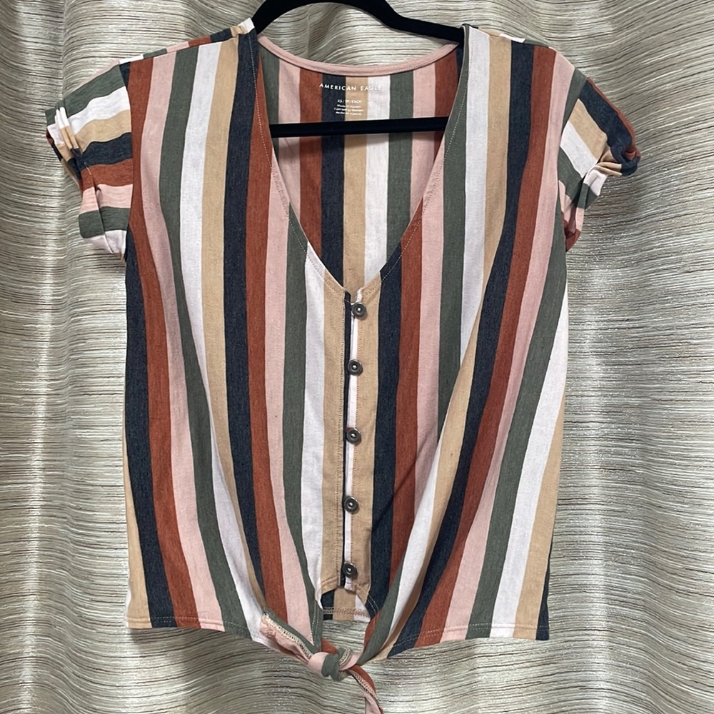 Women’s American Eagle Short Sleeve Button/Tie Top